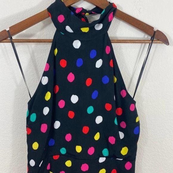 Black Polka Dot Sleeveless Halter Mini Dress RIXO - Picture 5 of 8